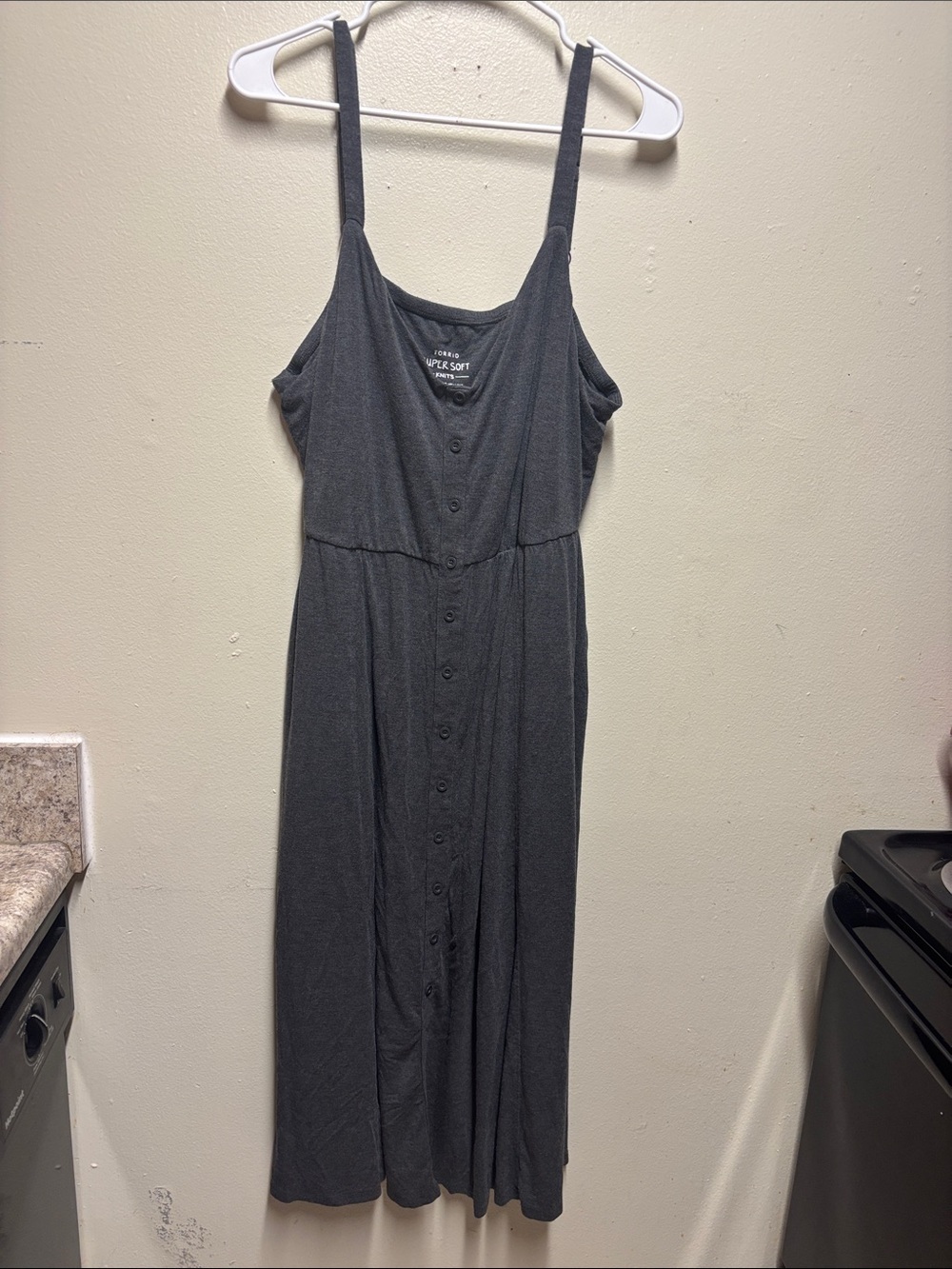 Torrid Midi Super Soft Button-Front Skater Dress gray